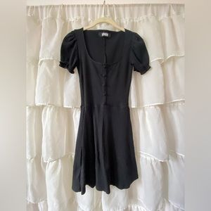 black reformation ribbed mini dress